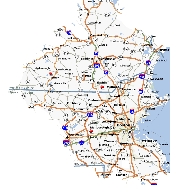 Residential Well Drilling Business Services Map Residential Well Drilling Business Services Map - MA and NH